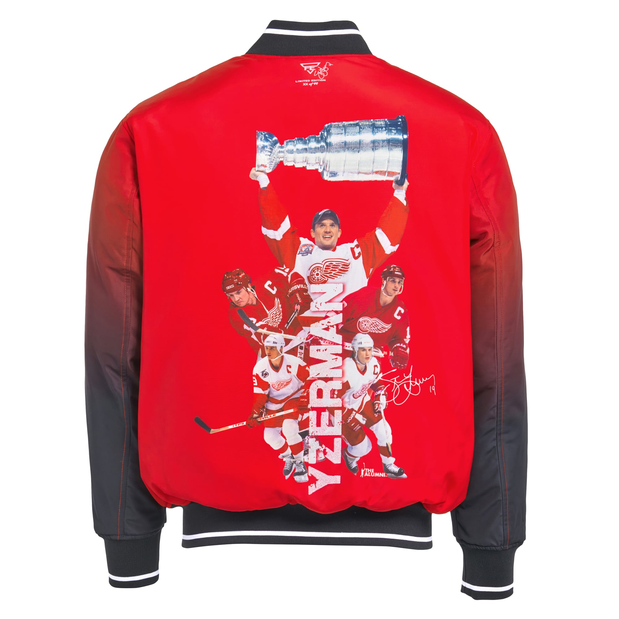 Veste bomber réversible zippée pour homme FE Steve Yzerman rouge/noir des Red Wings de Détroit